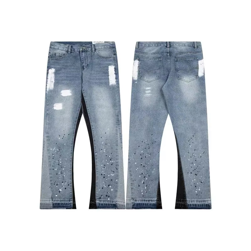 CR - Washed Flared Jeans Blue