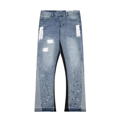 CR - Washed Flared Jeans Blue